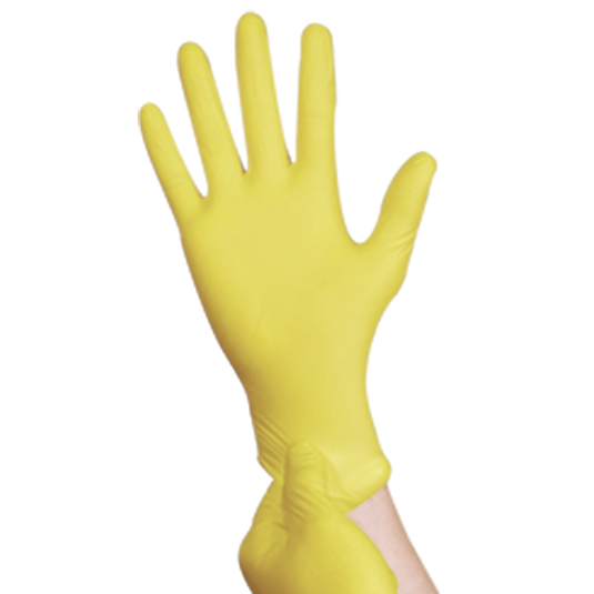 Yellow medical disposable powder-free nitrile gloves