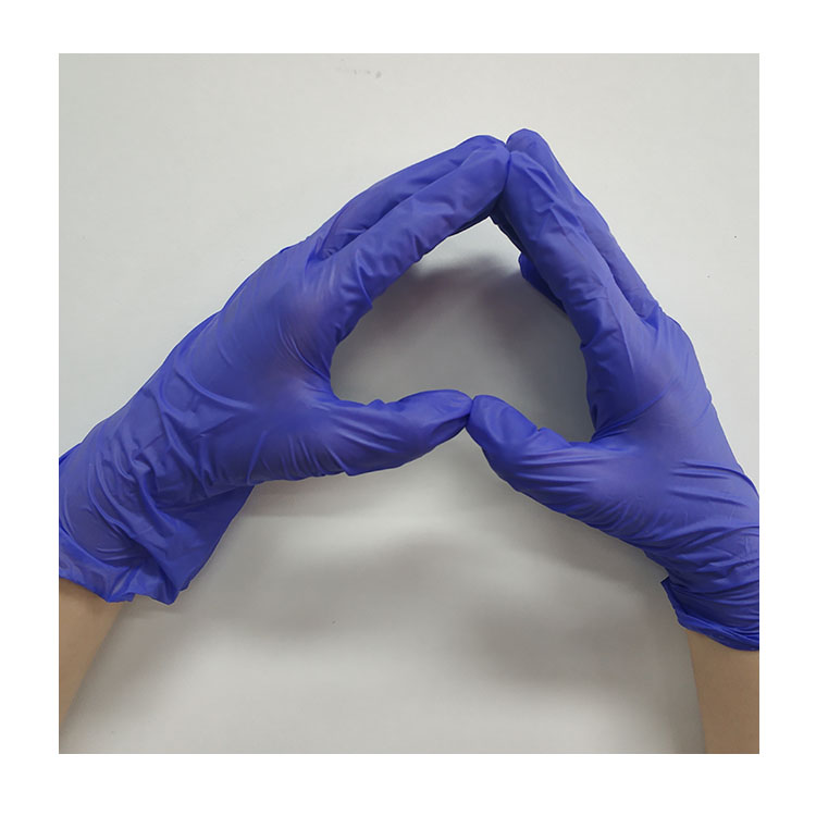 Purple medical disposable powder-free nitrile gloves