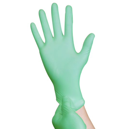 Green medical disposable powder-free nitrile gloves