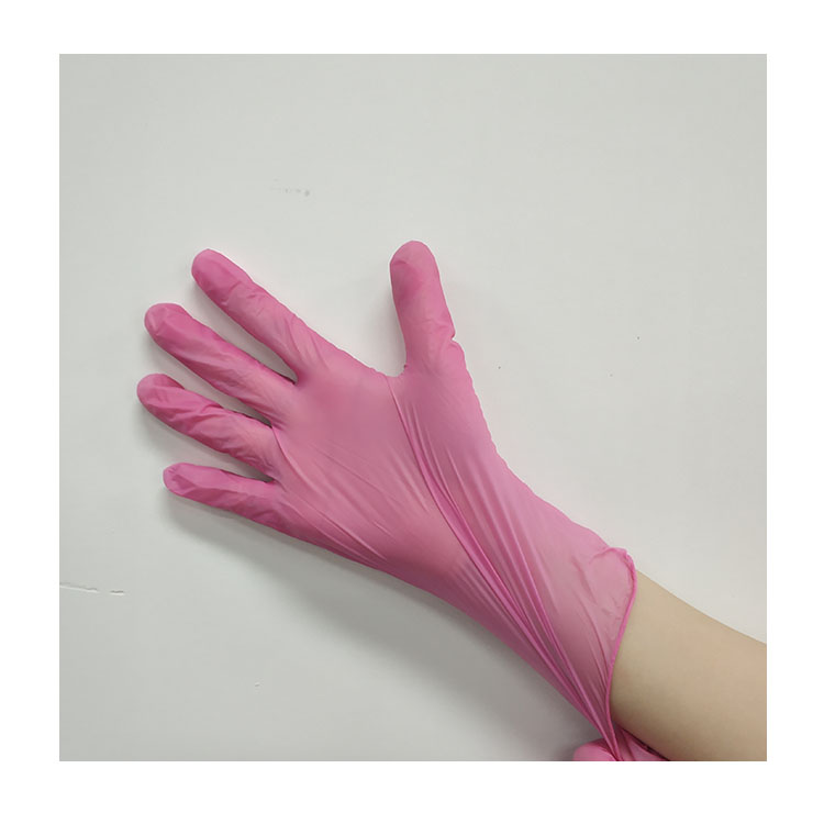 Pink medical disposable powder-free nitrile gloves