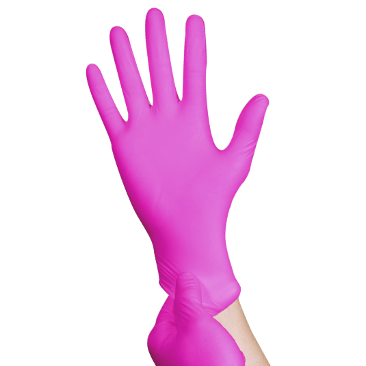 Rose red medical disposable powder-free nitrile gloves