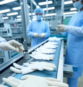 How are surgical gloves manufactured