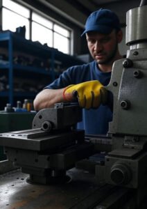 What are safety gloves used for in the machine shop